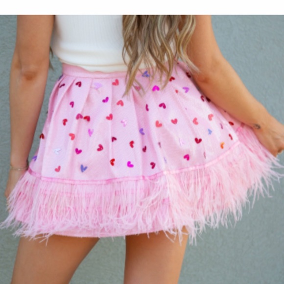 QOS Sequin Heart Skort In Lge - Picture 5 of 5